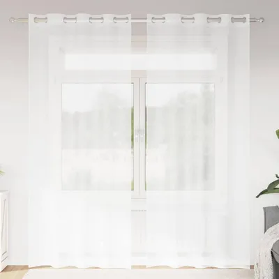 Image de Rideau en Voile 2 pcs Blanc 225 x 140 cm Polyester