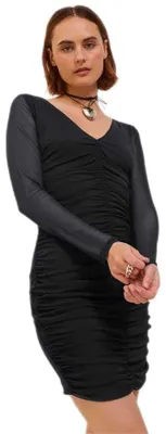 Productafbeelding van JACK & JONES dames jurk, model Jxbella Ls Short Dress Wvn Noos, zwart, maat XS