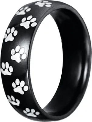 Produktbild von Männer Frauen Niedlichen Tier Pfotenabdruck Titan Stahl Fingerring Schmuck Geburtstagsgeschenk-Schwarz,US 6
