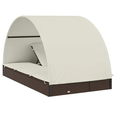 Produktbild von vidaXL 2-Personen-Sonnenliege mit Dach Braun 211x112x140 Poly Rattan