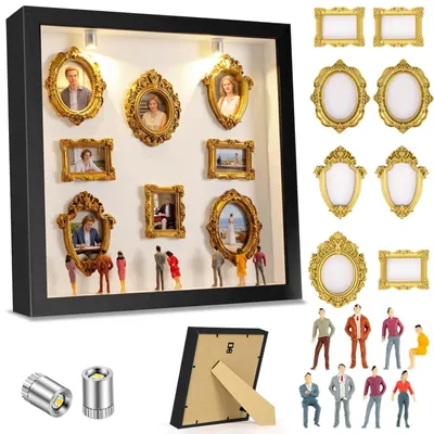 Produktbild von Mini-Museum-Schattenbox - Mit LED-Beleuchtung - Bilderrahmen im Vintage-Stil