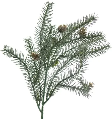 Produktbild von GASPER Weihnachtsdeko Tannenzweig Grün gefrostet mit Zapfen 41 cm - Kunstpflanzen