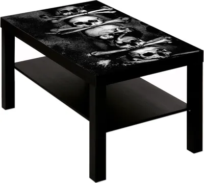Produktbild von Couchtisch Tisch Totenkopf Schädel Knochen : schwarz weiß Tisch schwarz