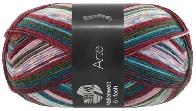 Produktbild von Lana Grossa - Meilenweit 6-fach 150g Arte 9636 türkisblau weiß burgund grau waldgrün petrol rosa