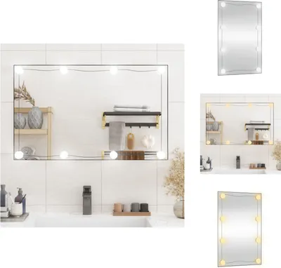 Imagen del producto de Espejo de pared con iluminación LED, 50x80 cm, de vidrio, rectangular