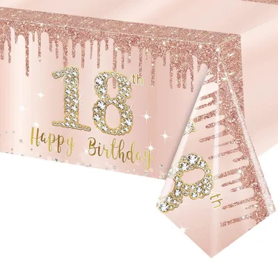 Produktbild von Tischdecke 18. Geburtstag Roségold 137x274 cm Einweg Partydekoration Rosa Gold