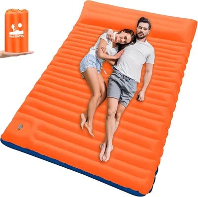 Imagen del producto de Colchón inflable doble, de 10 centímetros de grosor, para 2 personas, con bomba de pie, ideal para camping