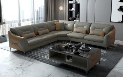 Produktbild von Couchen Designersofa Ecksofa Sofa L Form Grau Kunstleder Sofas Modern