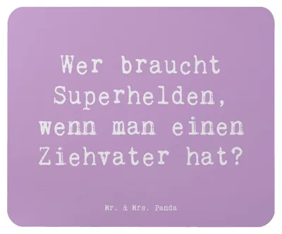 Produktbild von Mr. & Mrs. Panda Mousepad Spruch Ziehvater Held - Lavendeltraum - Geschenk, persönliche Erinnerungen, Fürsorge, herzerwärmende Sprüche, Adoptivvater, Freude, Bindung