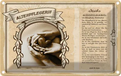 Produktbild von vianmo Blechschild 20x30 cm Altenpflegerin Beruf Arbeit