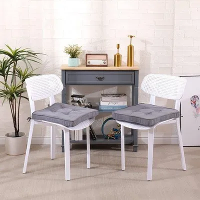 Productafbeelding van Ibenzoa® Comfortabele, waterbestendige stoelkussens voor binnen en buiten – set van 2, lichtgrijs, 40x40x5 cm, met bevestigingsbanden