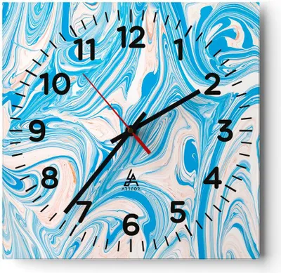 Produktbild von Wanduhr - Quadrat - Glasuhr - Abstraktion modern - 40x40cm - Schleichendes Uhrwerk - Lautlos - zum Aufhängen bereit - Dekoration Modern - Wanddekoration aus Glas - C4AC40x40-3781