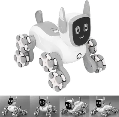 Image de Jouet robot-chien télécommandé avec lumière musicale, 2,4 GHz, rechargeable, 8 roues, Stunt pour garçons et filles
