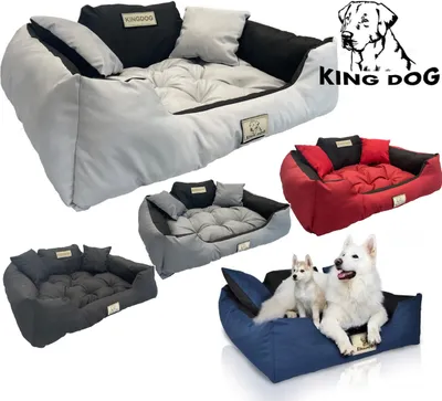 Produktbild von Hundebett Hundekissen Katzenbett KINGDOG Wasserdicht Hellgrau Größe XL 115x95
