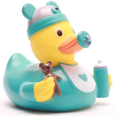 Produktbild von Badeente Baby Junge türkis Vinyl 8,5 cm