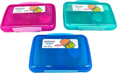 Zdjęcie produktu dla Sistema lunch box 6-pack advantage pack zestaw rodzinny mały split 2 komory 350 ml 2x różowy 1x fioletowy 1x zielony 2x niebieski 41518 - 5000095