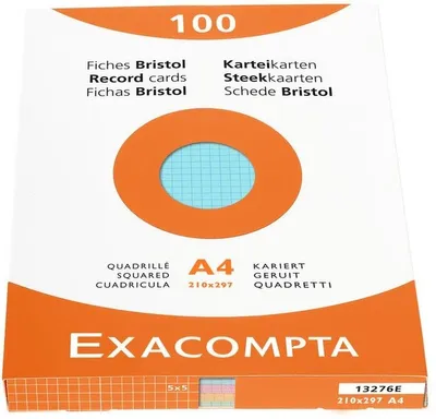 Produktbild von Karteikarten A4 kariert farbig sortiert VE=10x100 Stück