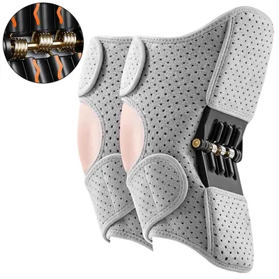 Produktbild von 2er Set Knie-Power-Booster Gelenkschoner, Knieunterstützung mit 3 Kohlenstoffstahlfedern, Orthopädische Kniebandage für Senioren & Sport, Atmungsaktiver Knieschutz