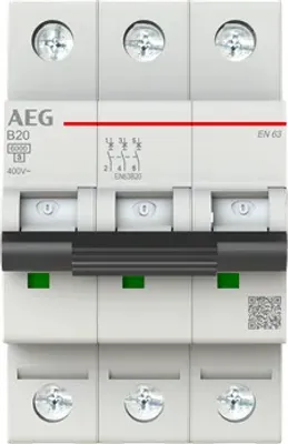 Immagine prodotto di AEG Leitungsschutzschalter Elfaplus 6kA B20A 3P (2CDS253088R0205)