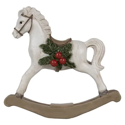 Produktbild von Clayre & Eef Dekorationsfigur Schaukelpferd 16 cm Weiß Polyresin