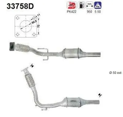 Produktbild von AS Katalysator Kat für VW Lupo (6X1, 6E1) 33758D