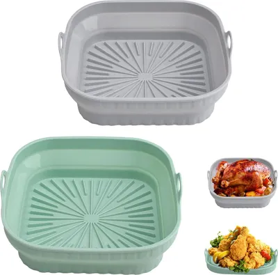 Produktbild von Silikonform für Heißluftfritteuse, 20.5CM Wiederverwendbar Air Fryer Silikon Pot Faltbar Backpapier Silikonmatte für Heißluftfritteuse, Airfryer Silikonform Airfryer Zubehör Heißluftfritteuse