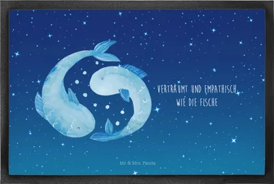 Produktbild von Mr. & Mrs. Panda fußmatte Sternzeichen Fische 40 x 60 cm - Sternenhimmel Blau - Geschenk, Fußabstreifer, Geburtstag Februar, Sauberlaufmatte, Fisch, Fußabtreter