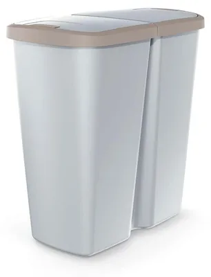 Zdjęcie produktu dla Kosz na śmieci 45 l, 2 pokrywy, tworzywo sztuczne, do kuchni