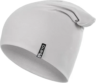 Produktbild von Uni Slouch Beanie Mütze Baumwolle Übergangsmütze Damen Herren Sportmütze Grau