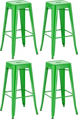 Produktbild von 4-teiliges Barhocker-Set - Hochhocker - Stapelbares Design, platzsparend und langlebig | Farbe: Grün