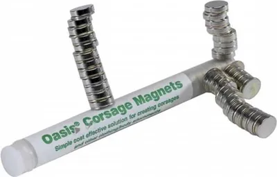 Produktbild von Anstecker Magneten, KALARA, Corsage Magnet, 30 Stück, silber, Ø1cm - Hochzeitsanstecker