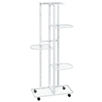 Produktbild von Blumenständer 5-Etagen mit Rollen 44x23x100 cm Weiß Eisen