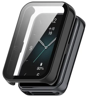 Produktbild von Für Honor Band 9 Kunststoff Smart Watch Hülle + H9 Schutz Hart Glas Schwarz