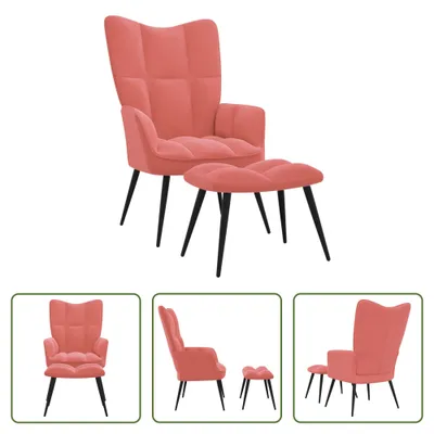 Produktbild von The Living Store Relaxsessel mit Hocker Rosa Samt