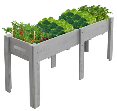 Immagine prodotto di Fioriera rialzata su gambe - Vaso da fiori in legno, dimensioni 182,88 x 58,42 x 76,2 cm - Con inserto - Adatto per interni ed esterni - Tavolo da coltivazione rialzato