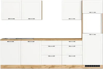 Produktbild von Held Möbel Küchenzeile ohne Geräte Lübeck 300 cm weiß matt zerlegt Variante reversibel 1112.6330