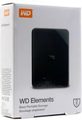 The image shows the retail packaging of a WD Elements portable external hard drive.
