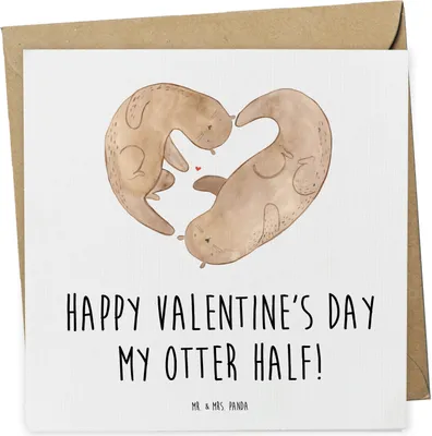 Produktbild von Mr. & Mrs. Panda Grußkarte Otter Valentine - Weiß - Geschenk, Freund, für Partner, Frauen, Glückwunschkarte, Klappkarte, doppelkarte, anlasskarte, Freundin, Valentinstag
