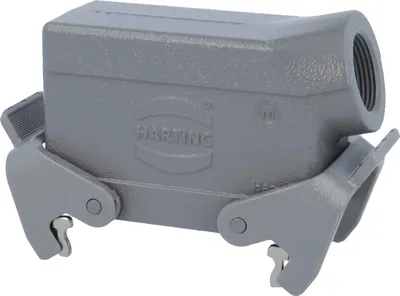 Produktbild von HARTING Han 16B Tüllengehäuse niedrig, 1xM25 seitlicher Kabelabgang, mit 2 Querbügeln Verschraubung M25 Klemmbereich