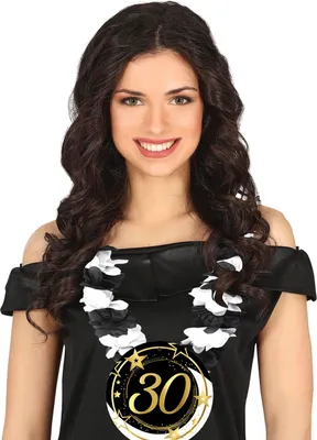 Produktbild von Geburtstagsfeier Halskette Dekoration Schwarz Weiß Party Karneval Blumen Ornament Accessoire Feier Dekoration Glamour Style, Farbe: Schwarz