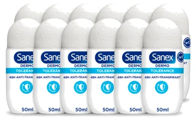 Produktbild von 12 x Sanex Dermo Tolerance Deo Roll-on 50 ml - Vorteilspackung - 12 Stücke