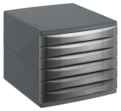 Produktbild von Rotho Schubladenbox mit 6 Schubladen Quadra - Briefablage 36,5 x 28,0 x 25,0 cm - Dokumentenablage für Unterlagen Größe A4 - Ablagebox Kunststoff