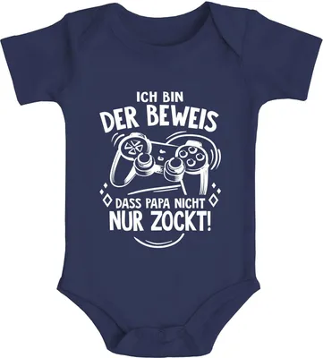 Produktbild von Baby Body mit Spruch lustig Ich bin der Beweis dass Papa nicht nur zockt Spiele Konsole Baumwolle MoonWorks® navy 0-3 Monate