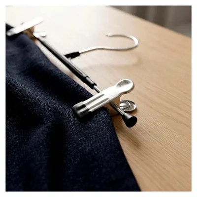 Produktbild von 30 Stück Hosenbügel Metall, 31 x 13,5cm Kleiderbügel Rockbügel Verstellbar mit Clips, Platzsparend Klammerbügel Schwarz für Hosen, Röcke