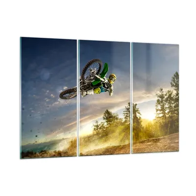 Produktbild von Bilder auf glas - Motorrad Extrem Spaß Wettbewerbe - 105x70cm - Glasbilder - Wandbilder - Kunstdruck - zum Aufhängen bereit - Wanddekoration aus Glas - Glas Bilder - Wandbild auf Glas - GCE105x70-2854