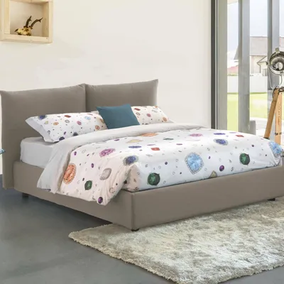 Immagine prodotto di Talamo Italia Letto Matrimoniale Arpino 190x215 cm Marrone Tortora, Materasso Incluso Sfoderabile  Italy