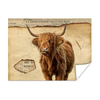 Produktbild von MuchoWow® Poster Highlander - Vintage - Zeitungsartikel 120x90 cm - Wandbild