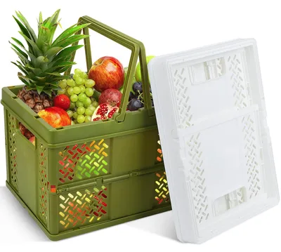 Produktbild von Faltbarer Aufbewahrungskorb, faltbare Box, klein (23,5 x 17 x 15 cm), faltbare Box, faltbarer Korb, faltbare Kiste mit Griff und Deckel für Schrank, Regal, Badezimmer, Schlafzimmer, Küche, Arbeitszimmer, Büro