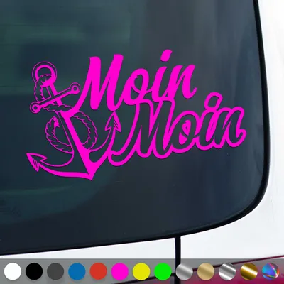 Produktbild von PantherPixel Moin Moin Aufkleber Anker Nordsee Ostsee Küste Sticker Auto Geschenkidee Farbe Neon-Pink