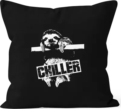 Produktbild von Lustiger Kissenbezug Faultier Born Chiller Sloth Kissen MoonWorks® schwarz unisize